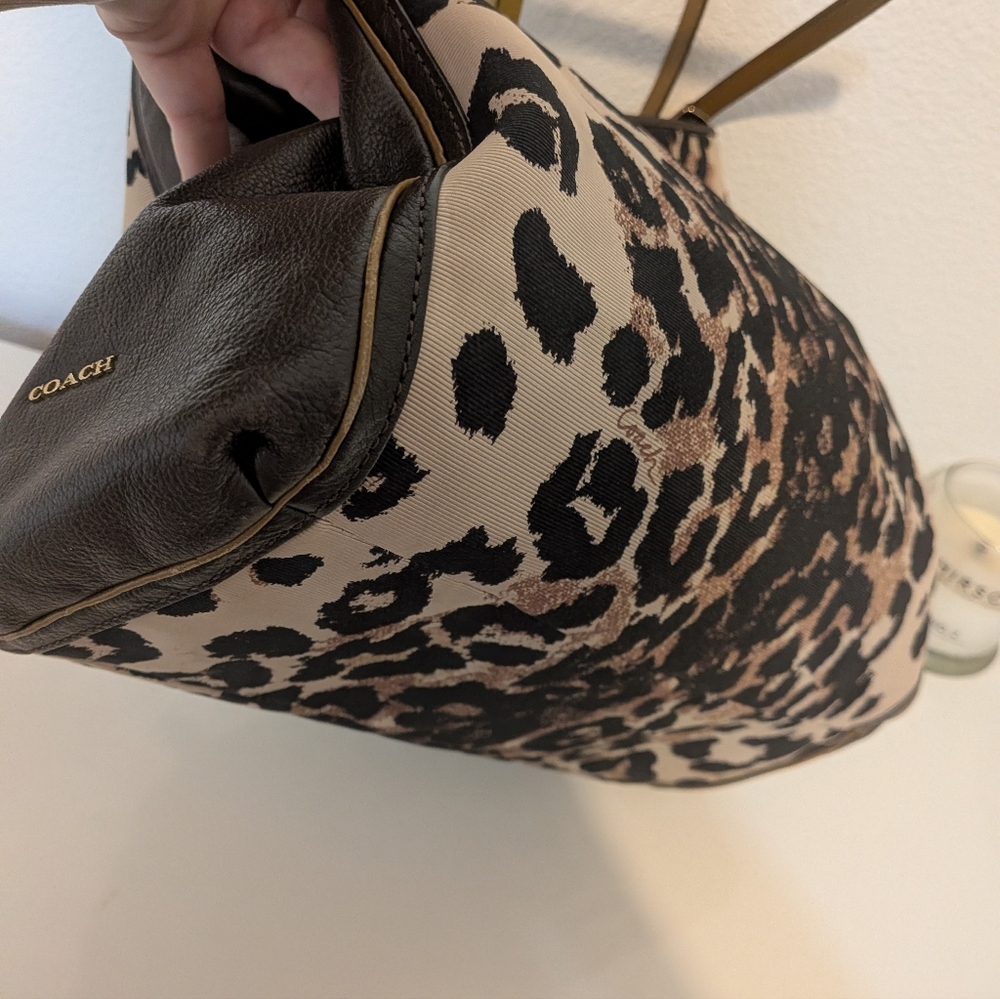 Coach Leopard Print Shoulder Bag in Beige and Brown - Picture 11 of 12